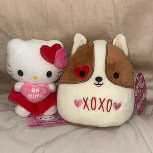 💕Valentines Day Squishmallows Reginald Corgi Dog & Valentines Day Hello Kitty💕